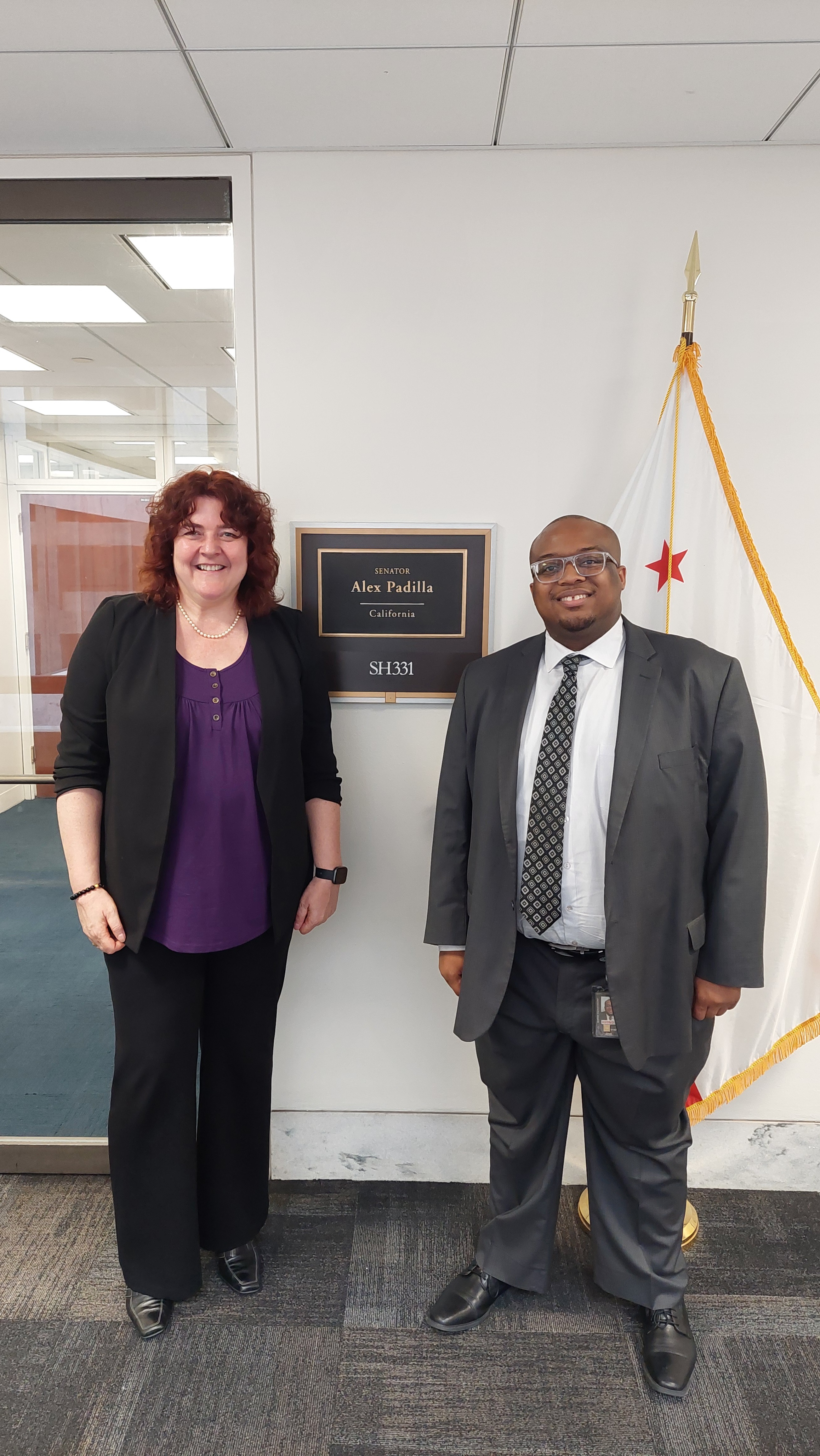 Sandra with Senator Padilla Staff Member